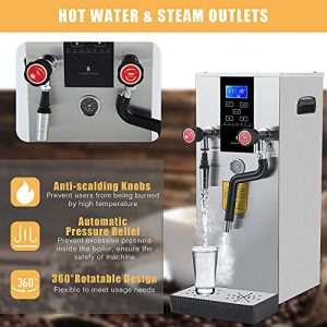 Hanchen Commercial Multi-Purpose Milk Frother 12L Steam Milk Frothing Machine Full-Automatic Boiling, Electric Milk Foam Maker LED Display for Espresso Coffee Tea Coffee Shop Dessert Shop Hotel Milk