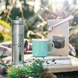 EpiCottage Manual Coffee Bean Grinder - Stainless Steel Adjustable Conical Burr Hand Mill - Grind Espresso Beans with Small Portable Crank Grinders for Travel Camping Backpacking or Home