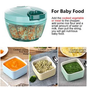 Manual Food Processor Vegetable Chopper, Ourokhome Portable Hand Pull String Garlic Mincer Onion Cutter for Veggies, Ginger, Fruits, Nuts, Herbs, etc, 2 Cup, Blue