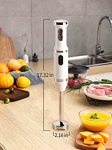 Cordless Hand Blender electric,Immersion Multi-Functional Hand Blender,4-In-1 Variable Speed Rechargeable,with Beaker,Food Chopper,Egg Whisk,for Baby Food, Smoothies, Sauces-White