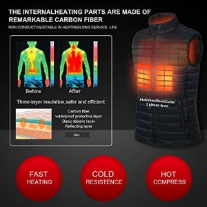 CONQUECO Men's Heated Vest Lightweight Outerwear and Waterproof Heating Gilet Coat for Outdoors (L)