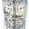 Tervis Warner Brothers - Friends Pattern Insulated Tumbler with Wrap and Black Lid, 1334012, 16 oz, Clear