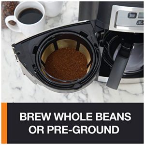 KRUPS Grind and Brew Auto-Start Maker with Builtin Burr Coffee Grinder, 10-Cups, Black