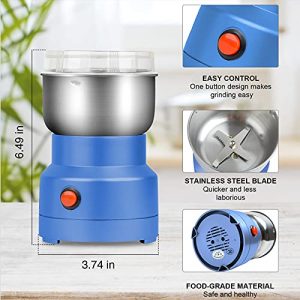 JUTTIRA Mini Electric grinder for spices and seeds Extra fine smash grinder 150W 10s Rapid Grinding Spices, Seasonings, Seed, Condiment, Blue