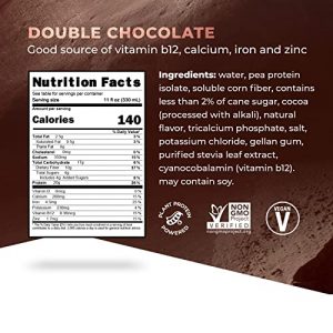 Evolve Plant Based Protein Shake, Double Chocolate, 20g Vegan Protein, Dairy Free, No Artificial Sweeteners, Non-GMO, 10g Fiber, 11oz, (12 Pack) (Formula May Vary)