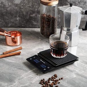 KitchenTour Coffee Scale with Timer 3kg/0.1g High Precision Pour Over Drip Espresso Scale with Back-Lit LCD Display (Batteries Included)