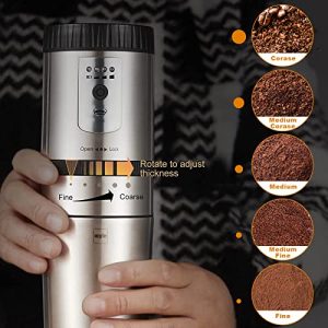 Myle Portable Coffee Maker Grinder - Mini Automatic Burr Grinder, USB Charging, Adjustable Stainless Steel Coffee Machine with Removable Cup, Coffee Filter for Office, Travel, and Camping