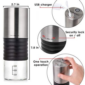 Mixpresso Electric Coffee Grinder With USB And With Easy On/Off Button, Coffee Bean Grinder & Spice Grinder For Herbs, Nuts & Grains, Spice Mill.
