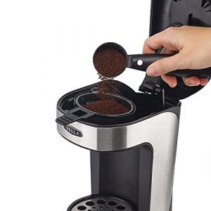 BELLA One Scoop One Cup Coffee Maker, Brew in Minutes, Dishwater Safe, Black and Stainless Steel, Great for Small Kitchens
