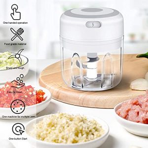 Hiraethore Electric Mini Garlic Chopper, Wireless Portable Food Processor, Waterproof Garlic Masher Blender, Vegetables Onions Chili Meat Nuts Salad Pepper Ginger Baby Food(250ML), New White (DSB-1)