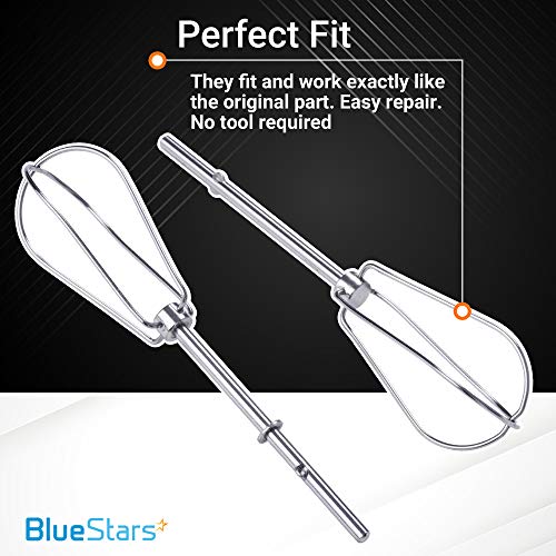 UPGRADED W10490648 Stainless Steel Hand Mixer Turbo Beater by Blue Stars - Exact Fit for KitchenAid & Whirlpool Mixers - KHM2B, W10490648, KHM5, AP5644233, AP5644233, PS4082859 - Pack of 4