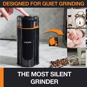 KRUPS Silent Vortex Electric Grinder for Spice, Dry Herbs and Coffee, 12-Cups, Black