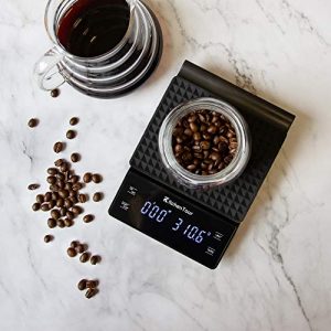 KitchenTour Coffee Scale with Timer 3kg/0.1g High Precision Pour Over Drip Espresso Scale with Back-Lit LCD Display (Batteries Included)