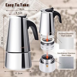 Stovetop Espresso Maker, Moka Pot, Godmorn Italian Coffee Maker 450ml/15oz/9 cup (espresso cup=50m), Classic Cafe Percolator Maker, Stainless Steel, Suitable for Induction Cookers