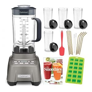 Cuisinart CBT-1500 Hurricane Blender with Spatula, 4 Cups, Recipe Book, Straight/Curved Straws and Ice Cube Tray Bundle (6 Items)