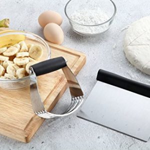 Spring Chef - Dough Blender and Pastry Cutter, Stainless Steel Nut, Pie, Pastry and Dough Cutter and Scraper, Multipurpose Baking Tools with Soft Grip Handles, Black