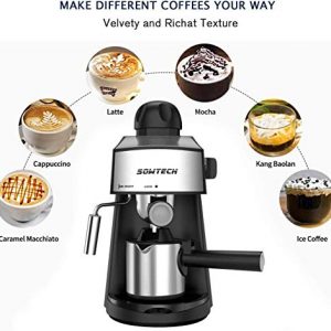 Espresso Machine 3.5 Bar 4 Cup Espresso Maker Cappuccino Latte Machine with Steam Milk Frother and Pot