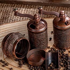 Salt And Pepper Grinder Set - Herb Grinder - Pepper Grinder Mill - Pepper Mill - Spice Grinder - Salt Grinder - Coffee Bean Grinder - Spice Grinder Manual (Antique Copper)