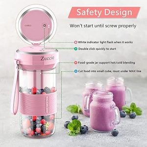 Zuccie Portable Blender 14 Oz, Mini Blender for Shakes and Smoothies, Small Blender with Magnetic Charging Port, Personal Blender for Outdoor, Hand Blender Cup, Electric Mini Juicer, Pink