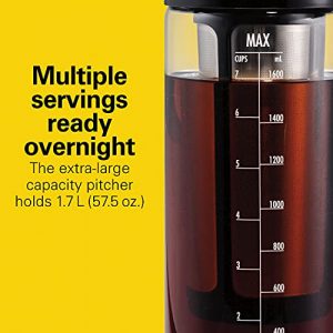 Hamilton Beach Cold Brew Iced Coffee Maker and Tea Infuser 1.7 L (57.5 oz.), Glass Pitcher with Removable Stainless Steel Filter