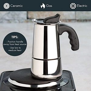 Primula Premium Stainless Steel Stovetop Espresso and Coffee Maker, Moka Pot for Classic Italian Style Café Brewing, Four Cup