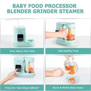 Baby Food Maker 7 in 1 Baby Food Processor Multi-Function Steamer Grinder Blender,Make Organic Food for Infants and Toddlers, Self Cleans,Auto Shut-Off,Touch Screen Control（Green）