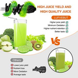 Juicer Machines Slow Masticating Cold Press Juicer Vegetables and Fruits Juice Extractor, Easy to Clean Quiet Juicer, BPA-Free,with Reverse Function, High Yield for Celery Carrot Kale Ginger Home Use