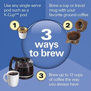 Hamilton Beach 49902 FlexBrew Trio 2-Way Single Serve Coffee Maker & Full 12c Pot, Compatible with K-Cup Pods or Grounds, Combo, Black - Fast Brewing (Renewed)