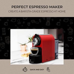 ChefWave Espresso Machine & Coffee Maker Compatible w/Nespresso Original Capsules (Red) - Programmable, One-Touch, Premium, Italian, 20 Bar High Pressure Pump with Pod Holder and Double-Wall Glasses