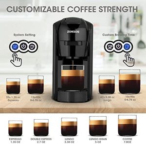 ZOKSUN 3 in 1 Coffee and Espresso Machine Combo Compatible with Nespresso Original Capsules, Dolce Gusto Pod and Ground Coffee, 19 Bar Pump Mini Espresso Machine for 1.35oz Espresso or 5oz lungo, Suitable for Home with Spoon, Self-Cleaning Function, 20oz Removable Water Tank, Black Coffee Machine