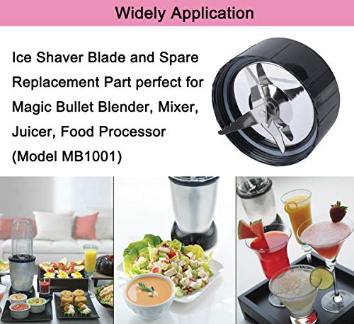 16 OZ Cups Compatible with Magic Bullet Replacement Parts, MB1001 Cross Ice Blades for Magic Bullet 250W Blender, Juicer, Mixer Accessories, with 4 PCS Rubber Gear Seal Rings