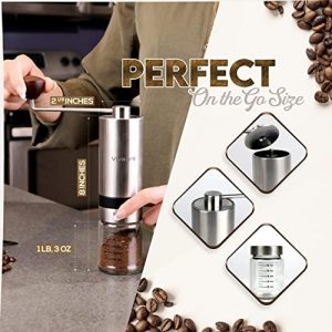 Vivaant Manual Coffee Grinder — Hand Coffee Grinder with Adjustable Dragon Tooth Stainless Steel Conical Burr, No-Power, Manual Coffee Grinder for Drip Coffee, Espresso, French Press, and More!