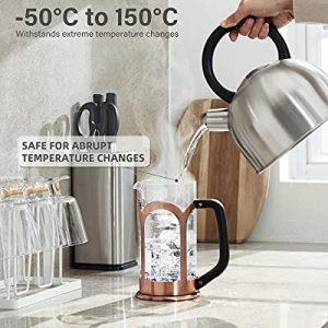 Veken French Press Coffee & Tea Maker, 304 Stainless Steel Heat Resistant Borosilicate Glass Coffee Press, Durable Easy Clean 100% BPA Free, 34oz, Copper