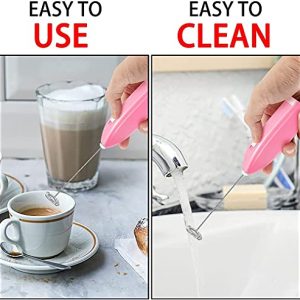FveBzem Milk Frother Handheld Foam Maker Battery Operated Electric Drink Mixer Mini Coffee Whisk, Milk Foamer Frother, Low Noise Mini Blender for Cappuccino, Frappe, Matcha, Hot Chocolate, Coffee