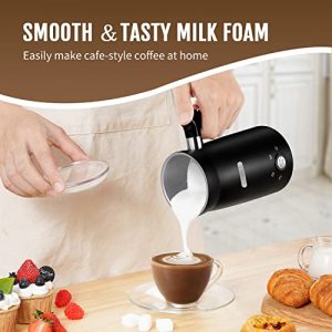 KIDISLE Milk Frother and Steamer, 4 in 1 Electric Milk Frother with 2 whisks, 10.2 oz/300ml Large Capacity Auto Cold/Hot Milk Steamer, Foam Maker for Coffee, Latte, Cappuccino, Hot Chocolate, Black