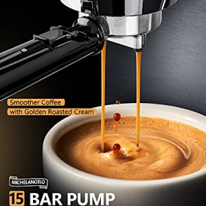 Espresso Machine, Stainless Steel Espresso Maker, Expresso Coffee Machine with Milk Frother, Small Coffee Maker for Home, 15 Bar Espresso Machine - Cappuccino, Latte