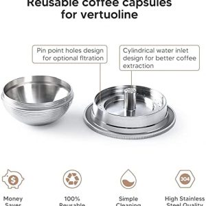 Stainless Steel Refillable Coffee Pods Compatible for Nespresso VertuoPlus,Stainless Steel Reusable Coffee Capsules Pods (2.4 oz)