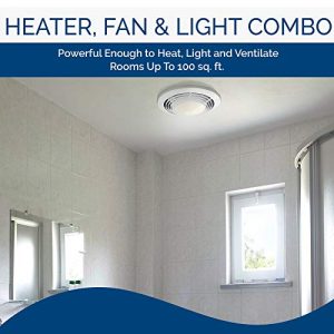 Broan-NuTone 9093WH Exhaust Fan, Heater, and Light Combo, Bathroom Ceiling Heater, 1500-Watts, 70 CFM, White