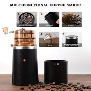 Auletin Portable Coffee Maker-Coffee Grinder And Maker All In One, Pour Over Coffee Maker Set for Espresso, Hand Coffee Maker with Double-wall Vacuum, Stainless-steel Filter, Great for Travel,Camping