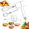 Electric Hand Mixer & Food Chopper 2 in 1 Rechargeable Battery Operated Egg Beater Cordless Handheld Chopper Food Processor for Meat Vegetable Onion Garlic Chili 3 Operation Speeds