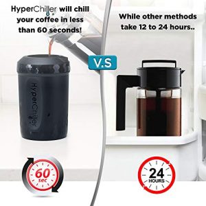 HyperChiller HC2 Patented Instant Coffee/Beverage Cooler, Ready in One Minute, Reusable for Iced Tea, Wine, Spirits, Alcohol, Juice, 12.5 OZ, Black