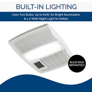 Broan-NuTone QTX110HL Very Quiet Ceiling Heater, Fan, and Light Combo for Bathroom and Home, 0.9 Sones, 1500-Watt Heater, 60-Watt Incandescent Light, 110 CFM,White, 6