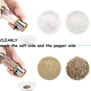 NURCH Salt and Pepper Grinder Manual Salt and Pepper Mill 2 in 1 Adjustable Coarseness Refillable Salt & Peppercorn Shakers for Himalayan,Sea Salt,Spices