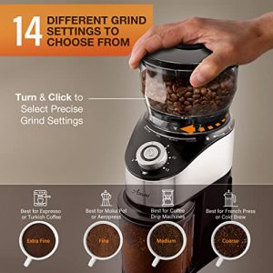 Conical Burr Coffee Grinder, Anti-Static Electric Coffee Bean Grinder for Mess-Free Use, Automatic Coffee Grinder with 35 Settings for Espresso, French Press, Pour Over and Drip Brewing