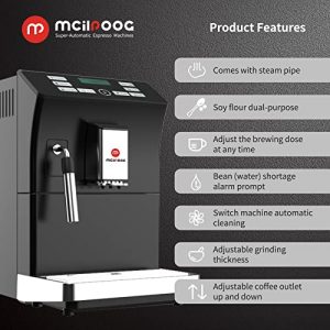 Mcilpoog WS-201 Super Fully Automatic Espresso Coffee Machine With Bean And Flour Dual-use With Manual Steam Wand And Touch Screen