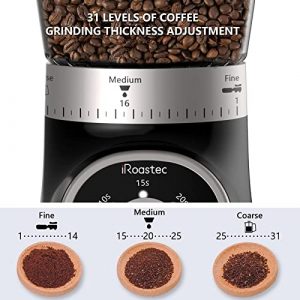 Burr Coffee Grinder, Adjustable Burr Mill Coffee Bean Grinder with 31 Precise Gring Setting for 30-32 Cup, Stainless Steel Coffee Grinder Electiric for Drip, Percolator, French Press and Espresso