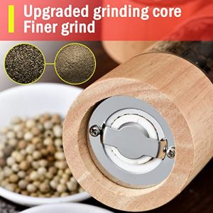 [New Upgrade] Pepper and Salt Grinder Set, Premium Acrylic & Wooden Manual Salt and Pepper Mills, with Visible Window, High-Capacity and Adjustable Coarseness (8.5'')