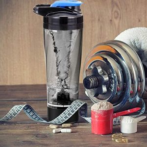 Self Mixing Mug Electric Protein Shaker Bottle, Protein Shaker Cup, 750 ML High-Torque Battery-Powered Blender Shake Bottle,Portable,Self-Stirring Mug for Various Powder (Black)