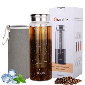Cold Brew Coffee Maker, Portable Iced Coffee and Tea Infuser with Airtight Lid, Reusable Stainless Steel Mesh Filter for Iced Tea/Coffee, 3cup, 26oz, Easy To Clean