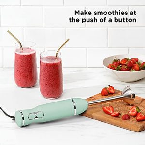 Chefman Immersion Stick Hand Blender with Stainless Steel Blades, Powerful Electric Ice Crushing 2-Speed Control Handheld Food Mixer, Purees, Smoothies, Shakes, Sauces & Soups, Sage
